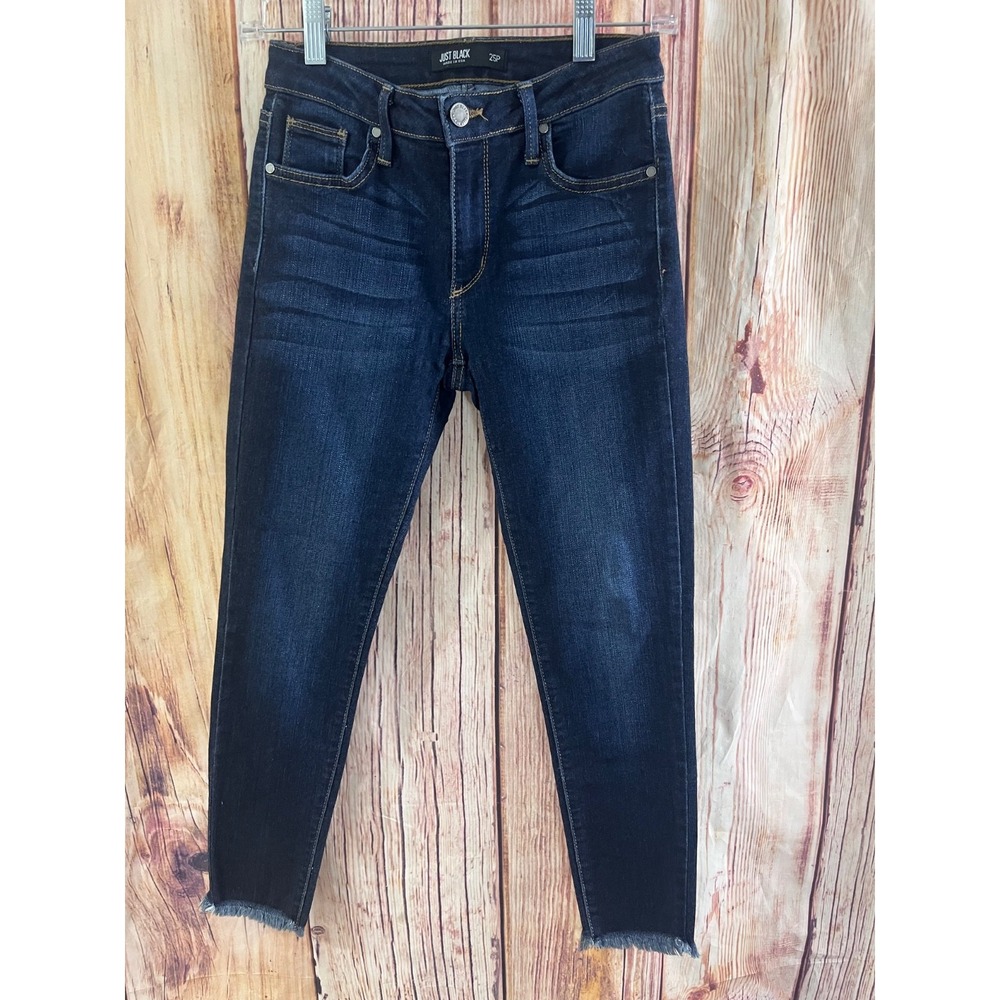 Just Black Denim Size 25 Jeans JBD Stretch Dark Wash Modern Raw Hem Straight